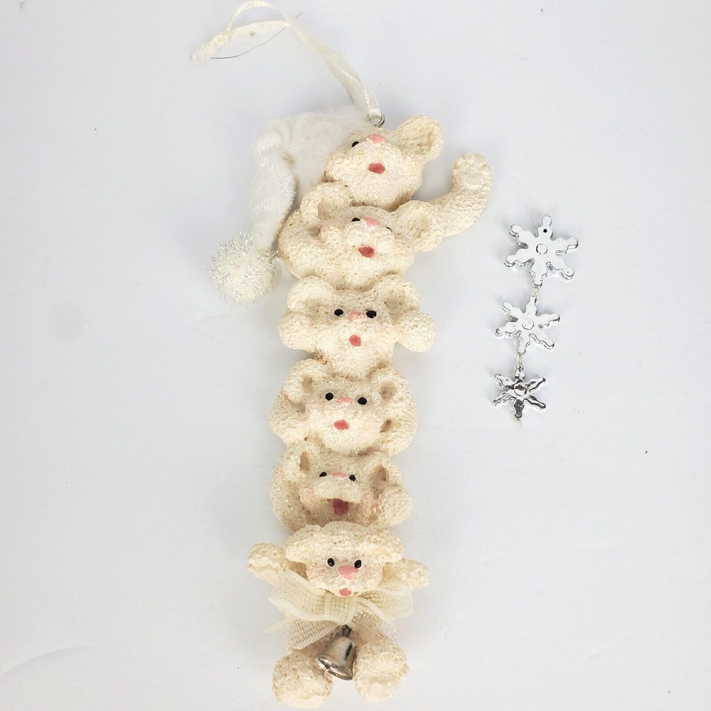 Kurt S Adler Polar Bear 6" Glittery Icicle Christmas Ornament Silver Snowflakes